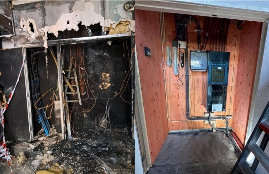 Herstelwerkzaamheden na brandschade in wooncomplex Amsterdam